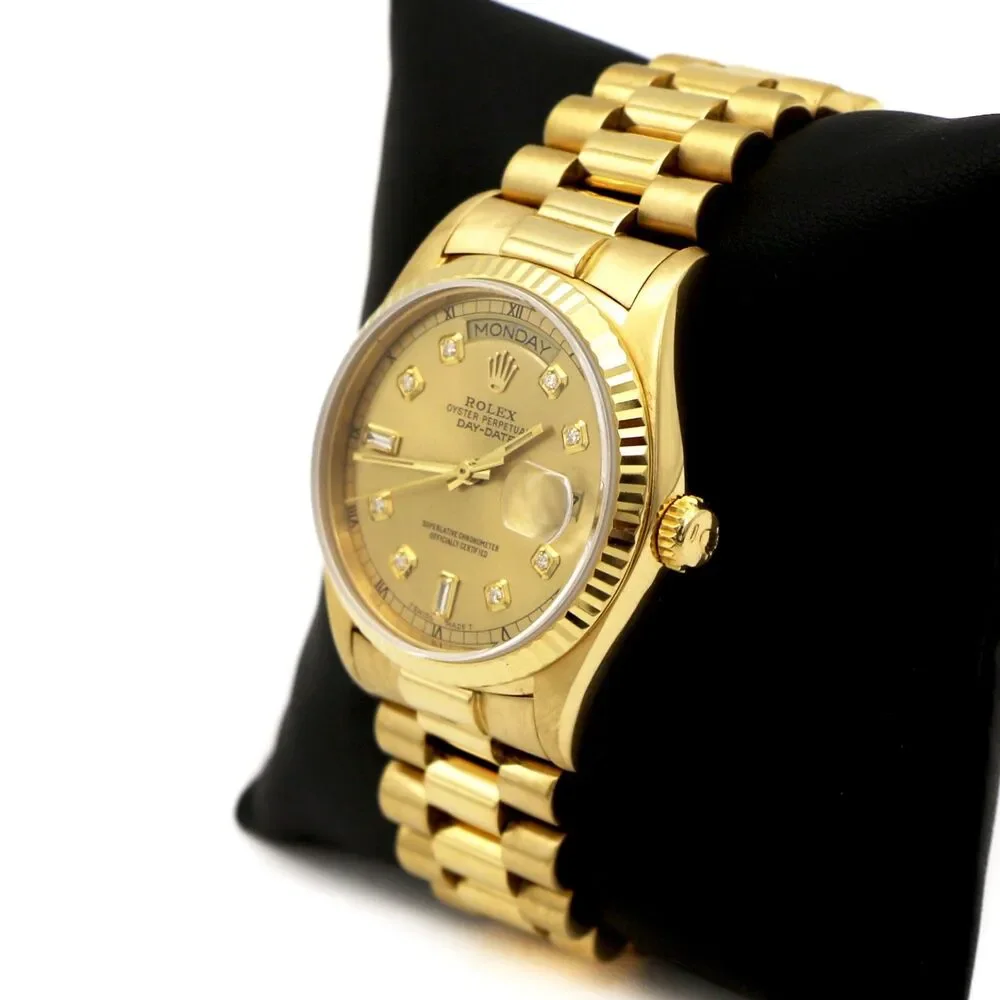 Rolex Vintage President 18K Yellow Gold Diamond Dial Day-Date 36mm Watch